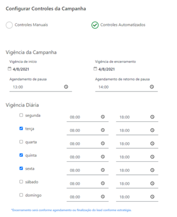 Controle Automatizado - Campanha